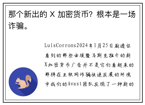 那个新出的 X 加密货币？根本是一场诈骗。